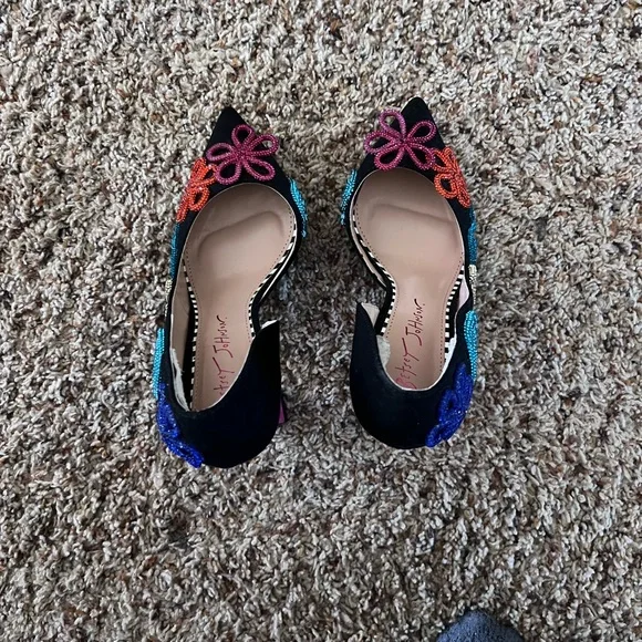 Betsey Johnson Black Heels with Colorful Embellishments - Picture 3 of 7